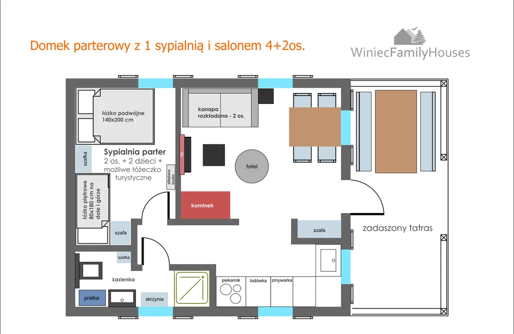 AlohaCamp Domek parterowy z 1 sypialnią  1
