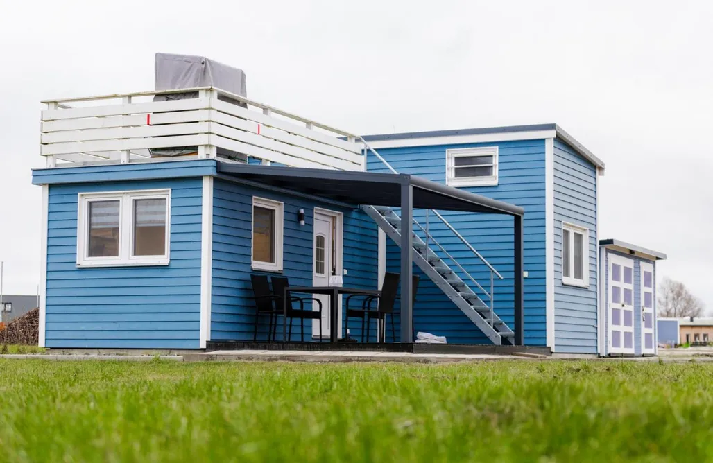 Ferienhaus direkt am Strand Tiny Haus Boddenblick 2