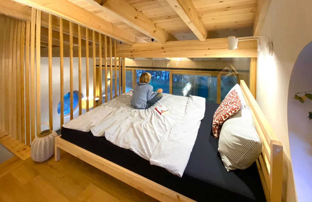 LUNETTE lodge - 50 m od jeziora (do 10 osób), Sauna, Balia AlohaCamp