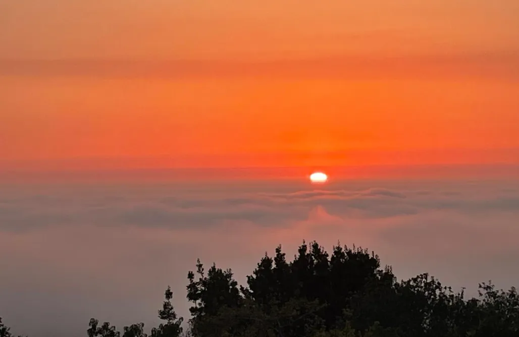 AlohaCamp accommodation Tiny house with sunset over the ocean 5