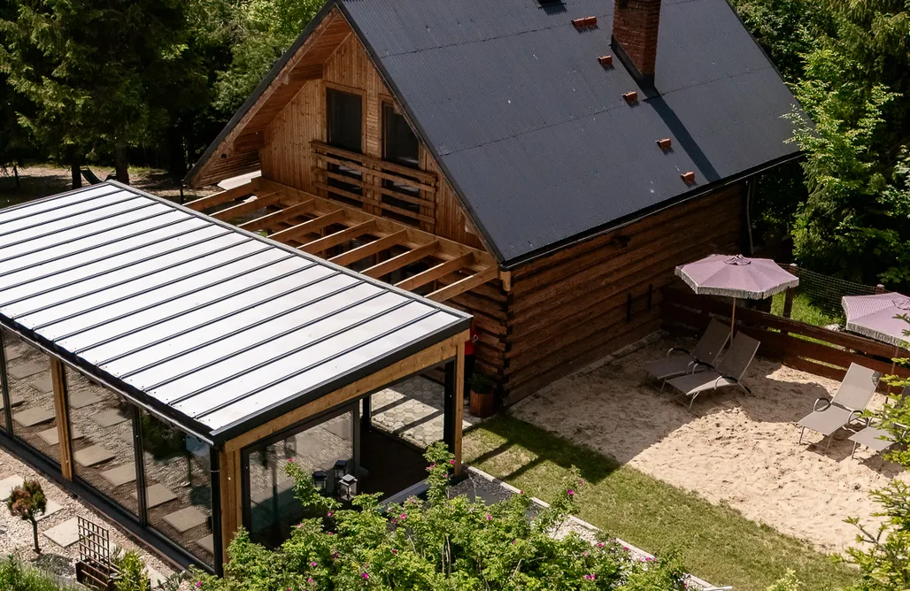 Myślenice Domki Polana Słowikowa dom z całorocznym, podgrzewany, zadaszonym basenem, jacuzzi, plażą i sauną.  3