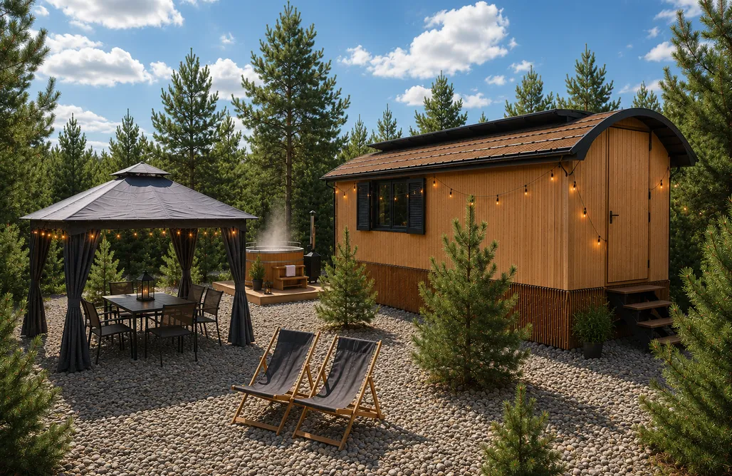 Hébergement AlohaCamp Oaza Święty Spokój - chalet avec bain nordique et jacuzzi 1