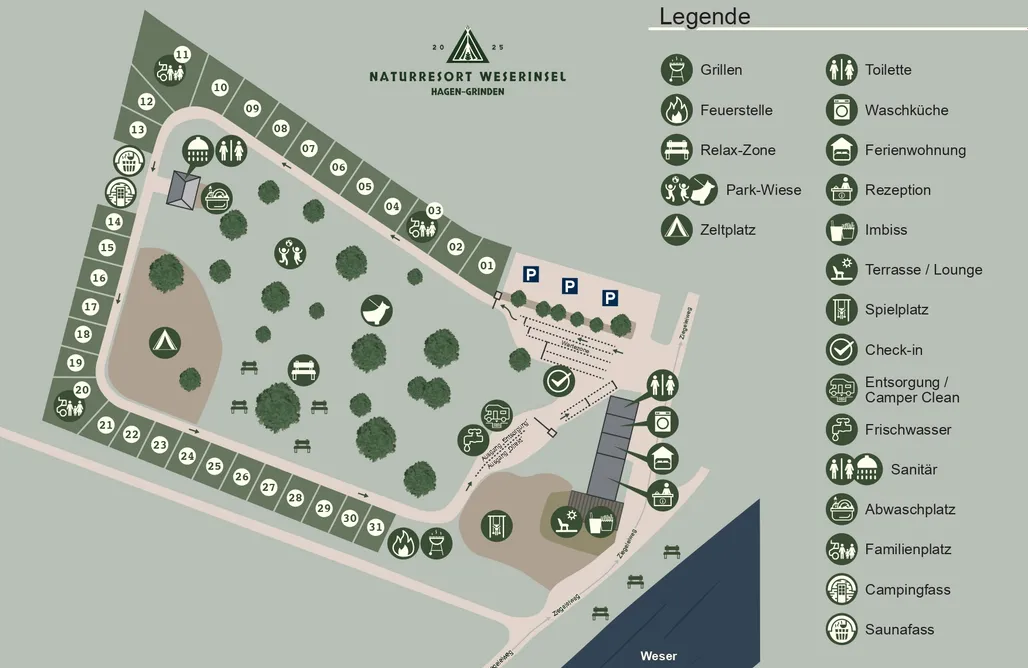 Zimmer mit Aussicht Campingwagen Stellplatz - Naturresort Weserinsel 1