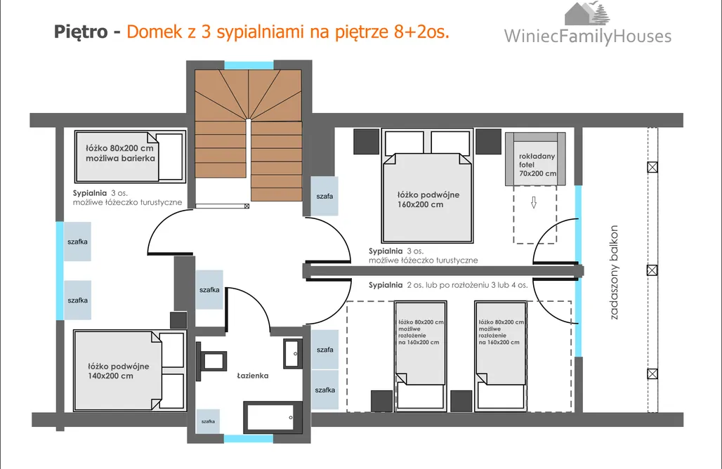 AlohaCamp Domek z 3 sypialniami na piętrze 1