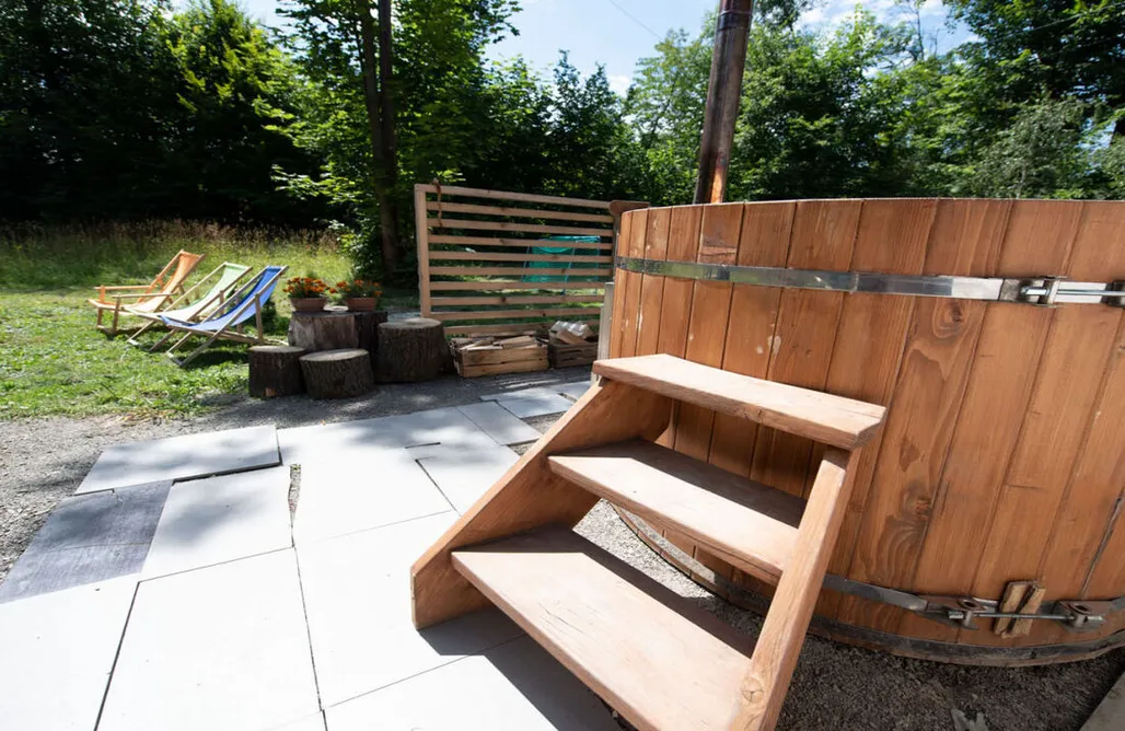 noclegi AlohaCamp Zagroda MłyńSKi - Całoroczny dom z balią Harbutowice 1