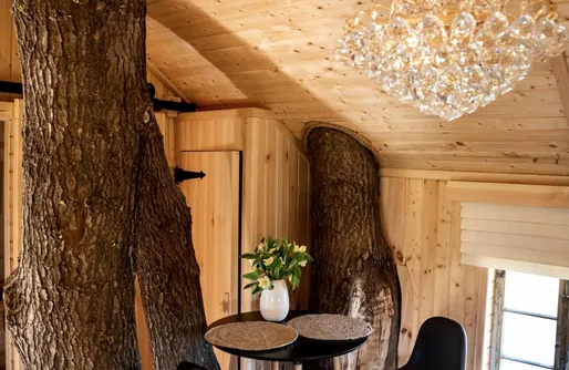 Zdjęcie obiektu Domek na drzewie z ręcznie rzeźbioną drewnianą wanną