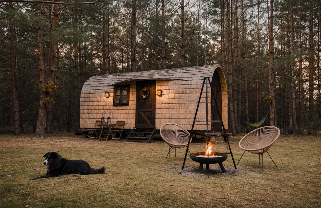 Rusinowo noclegi Domek w lesie z alpakami 2