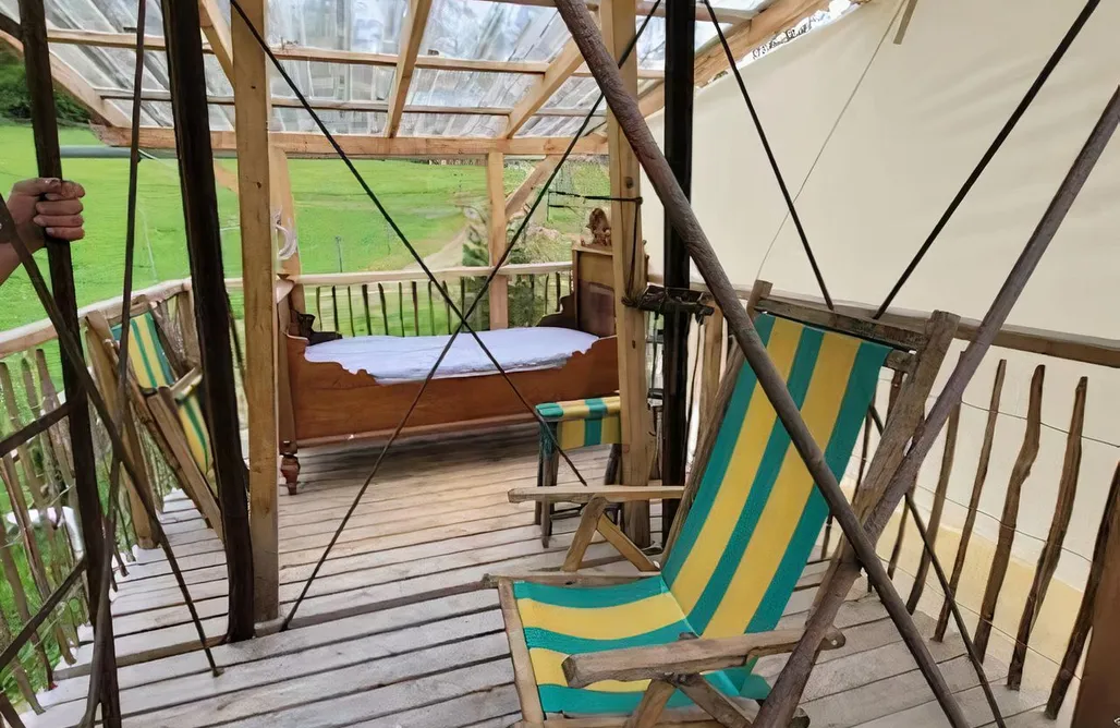 Unterkunft AlohaCamp Schäferwagen mit Dachterrasse an der Pferdekoppel 1