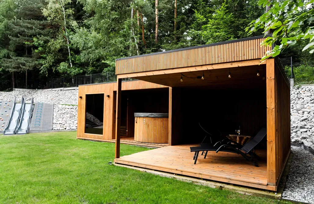 AlohaCamp accommodation In the Heart of the Forest Cottage with Sauna and Jacuzzi by Lake Mucharskie 5