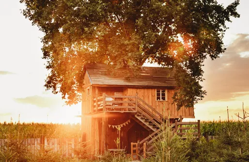 Zdjęcie obiektu Domek na drzewie z ręcznie rzeźbioną drewnianą wanną